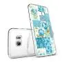 Samsung Galaxy S7 Case, Soft TPU Slim-Fit Flexible Ultra-Thin Clear Case, Full-Body Rugged Bumper Print Blue Flower Case for Samsung Galaxy S7, Transparent