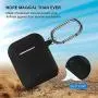 AirPods Case, Silicone Cover with U Shape Carabiner,360°Protective,Dust-Proof,Super Skin Silicone Compatible with Apple AirPods 1st/2nd (Black)