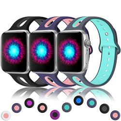 Haveda Sport Bands Compatible for Apple Watch 40mm 44mm Series 4 Series 5, Breathable iWatch Bands 38mm 42mm Womens Silicone Replacement Bands for iWatch 4 Apple Watch Series 3 Series 2/1 Women Men Ki