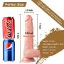 9 Inch Realistic Dildo, Body-Safe Material Lifelike Huge Penis with Strong Suction Cup for Hands-free Play, Flexible Cock with Curved Shaft and Balls for Vaginal G-spot and Anal Play