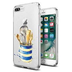 iPhone 7 Plus 8 Plus Case, Soft TPU Slim-Fit Flexible Ultra-Thin Clear Case, Full-Body Rugged Bumper Print Kitchenware Case for iPhone 7 Plus 8 Plus, Transparent