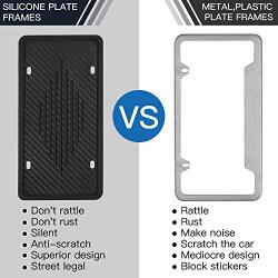 License Plate Frame, Intermerge Silicone License Plate Frame Black  Drainage Holes, Car License Plate Frames Rain-Proof, Anti-Rust and Anti-Rattle for Car License Plate Holder(1Pack No Screws Include)