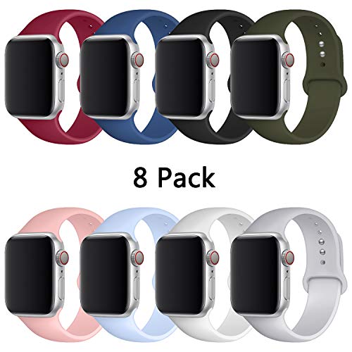 YOUKEX Sport Band Compatible with Watch 38mm 40mm 42mm 44mm,Soft Silicone Strap Replacement Wristbands Compatible with Watch Sport Series 4 Series 3 Series 2 Series 1 Edition
