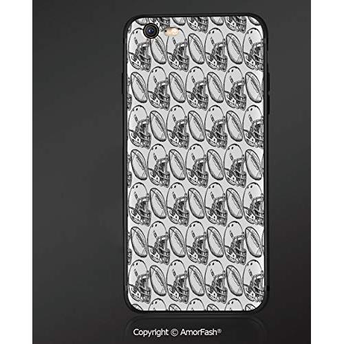 Printing Compatible with Apple iPhone 6/iPhone 6S,4.7",Anti-Scratch Back,Football,American Football Symbols in Symmetrical Order Competition Decorative,Black White