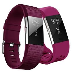 Hanlesi Bands Compatible with Fitbit Charge 2, Soft Silicone Breathable Fashion Sport Strap for Fit bit Charge2 Replacement Original Accessory