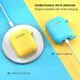 AirPods Case, Silicone Cover with U Shape Carabiner,360°Protective,Dust-Proof,Super Skin Silicone Compatible with Apple AirPods 1st/2nd (Yellow)