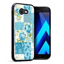 Samsung Galaxy J7 2017 Case, Blue Flower Shock-Absorption TPU Rubber Bumper Samsung Galaxy J7 2017 Case, Ultra Thin Slim Protective Cover for Samsung Galaxy J7 2017-Black