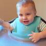 Silicone Baby Bibs Easily Wipe Clean - Comfortable Soft Waterproof Bib Keeps Stains Off, Set of 2 Colors (Orange/Gray)