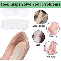 Heel Grips, 8PCS Heel Inserts, 12PCS Shoe Inserts, Gel Heel Cushion Inserts for Women Men, Adhesive Shoe Pads for Loose Shoes, Heel Slipping, Rubbing