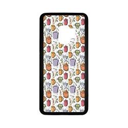 Kitchen Decor Rubber Phone Case,Vintage Kitchenware Pot Mug Spoon Jar Utensil Pattern Cafe Home Retro Decor Compatible with Samsung Galaxy S9,One Size