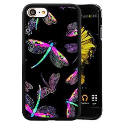 iPhone 7 8 Case with Beautiful Dragonfly Pattern Whimsical Design Bumper Black Soft TPU and PC Protection Anti-Slippery &Fingerprint Case for iPhone 7 8