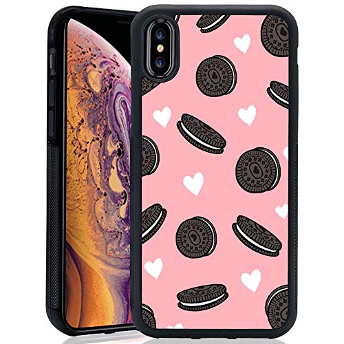 iPhone Xs iPhone X Case,Flexible Soft TPU Cover Shell,Slim Silicone Black Rubber Non-Slip Durable Design Protective Phone Case for iPhone Xs iPhone X -Biscuits