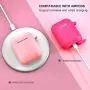 AirPods Case, Silicone Cover with U Shape Carabiner,360°Protective,Dust-Proof,Super Skin Silicone Compatible with Apple AirPods 1st/2nd (Pink)