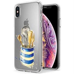 iPhone Xs iPhone X Case, Soft TPU Slim-Fit Flexible Ultra-Thin Clear Case, Full-Body Rugged Bumper Print Kitchenware Case for iPhone Xs iPhone X, Transparent