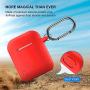 AirPods Case, Silicone Cover with U Shape Carabiner,360°Protective,Dust-Proof,Super Skin Silicone Compatible with Apple AirPods 1st/2nd (Red)