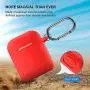 AirPods Case, Silicone Cover with U Shape Carabiner,360°Protective,Dust-Proof,Super Skin Silicone Compatible with Apple AirPods 1st/2nd (Red)