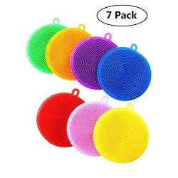 Silicone Dish Sponges - 7 Pack Cleaning Sponges for Dish Washing, Silicone Dish Scrubber for Cleaning, Dishwasher Safe and Dry Fast