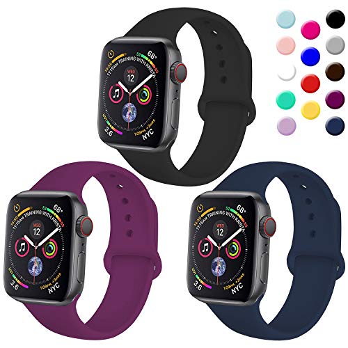 TIMTU Sport Band Compatible with Apple Watch Band 40mm 38mm 42mm 44mm, Soft Silicone Strap Replacement for Apple Watch Series 5 4 3 2 1 for Women/Men
