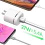 USB Wall Charger by TalkWorks | 27W/5.4A Power Delivery (PD) | Dual USB (Type C & USB-A) 5ft Lightning Cable | Apple MFI Certified For iPhone XS / XS Max / XR / X / 8 / 7 / 6 / SE / 5 / iPad - White