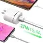 USB Wall Charger by TalkWorks | 27W/5.4A Power Delivery (PD) | Dual USB (Type C & USB-A) 5ft Lightning Cable | Apple MFI Certified For iPhone XS / XS Max / XR / X / 8 / 7 / 6 / SE / 5 / iPad - White