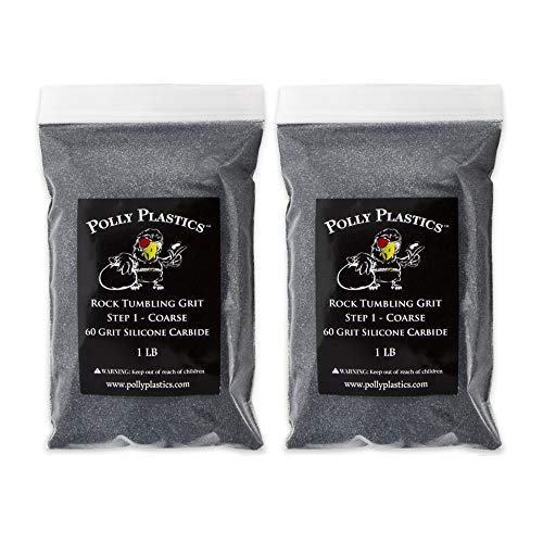 Polly Plastics Rock Tumbler Media Grit Refill, 2 lb Coarse 60 Silicone Carbide Grit, Stage 1 for Tumbling Stones (2 Pack)