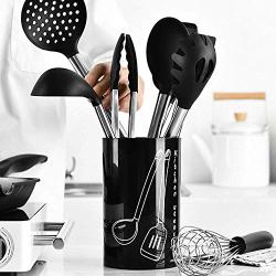 ANLIN 9 Pcs/Set Silicone Cookware Sets Stainless Steel Handle Kitchenware Nonstick Cookware Set Spoon Clip Spatula Brush Kitchen Tool