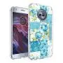 Moto X4 Case, Soft TPU Slim-Fit Flexible Ultra-Thin Clear Case, Full-Body Rugged Bumper Print Blue Flower Case for Moto X4, Transparent