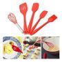 Carejoy Silicone kitchenware Cooking Baking Tool Set Silicone Scraper Egg Beater 5 Pieces red