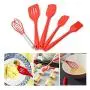 Carejoy Silicone kitchenware Cooking Baking Tool Set Silicone Scraper Egg Beater 5 Pieces red