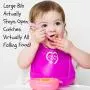 Silicone Bibs for Babies | Adjustable Waterproof Baby Bib Easy Clean | Soft Baby Spoons Promotes Baby Led Weaning & Self Feeding | Extra Baby Spoon & Food Pouches Reusable
