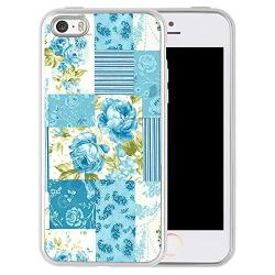 iPhone SE 5s 5 Case, Blue Flower Shock-Absorption TPU Rubber Bumper iPhone SE 5s 5 Case, Ultra Thin Slim Protective Cover for iPhone SE 5s 5-Clear