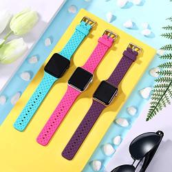 Haveda Sport Bands Compatible for Apple Watch 40mm 44mm Series 4 Series 5, Soft Silicone iwatch Bands 38mm 42mm Womens, Buckle Weave Pattern Wristband for iWatch, Apple Watch Series 3/2/1 Small Large