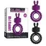 OUYAWEI Soft Silicone Dual Vibrating Cock Ring Dick Penis Ring Cockring Adult Sex Toys for Couples Black Rabbit