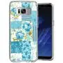 Samsung Galaxy S8 Case, Soft TPU Slim-Fit Flexible Ultra-Thin Clear Case, Full-Body Rugged Bumper Print Blue Flower Case for Samsung Galaxy S8, Transparent
