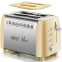 QIN.J.FANG-Kitchen 680W Mini Toaster 2 slice,The 6-speed gear knob is equipped with a dust cover, which can be thawed and reheated, making breakfast more convenient.