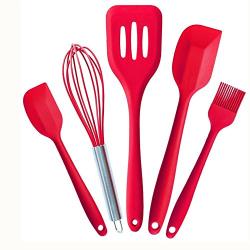 KingLiang 5 Pcs Cream Spatula Blade Batter Mixer Silicone Cooking Baking Kitchenware Set (Red)