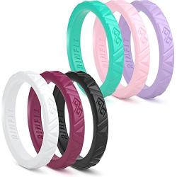 Rinfit Silicone Wedding Ring for Men and Women 5/6/7 Rings Pack. Designed, Silicone Rubber Wedding Bands. U.S. Design Patent Pending. Size 4-12