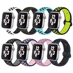 YC YANCH Compatible for Apple Watch Band 38mm 40mm 42mm 44mm,Soft Silicone Sport Band Replacement Wrist Strap Compatible for iWatch Apple Watch Series 4/3/2/1,Nike+,Sport,Edition, S/M M/L Size