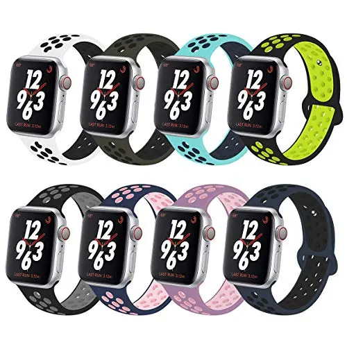 YC YANCH Compatible for Apple Watch Band 38mm 40mm 42mm 44mm,Soft Silicone Sport Band Replacement Wrist Strap Compatible for iWatch Apple Watch Series 4/3/2/1,Nike+,Sport,Edition, S/M M/L Size