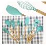 JunbosiKitchenware, Wooden Handle, Silicone Kitchenware Set, Nine-Piece Kitchen Tool, Shovel Spoon Set, Kitchenware