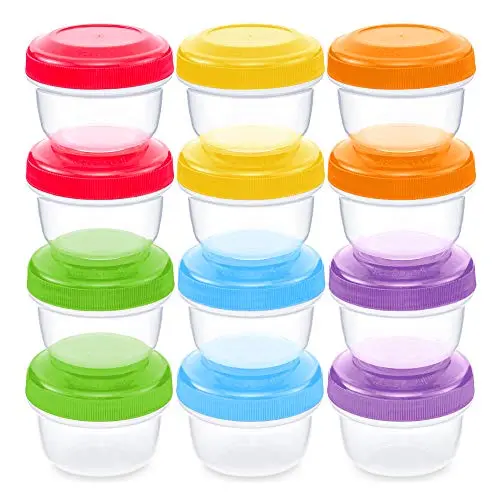 Leakproof Baby Food Storage | 12 Container Set | Premium BPA Free Small Plastic Containers with Lids Lock in Freshness, Nutrients & Flavor - Freezer & Dishwasher Safe 4oz Snack Containers for Kids