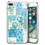 iPhone 7 8 Case, Soft TPU Slim-Fit Flexible Ultra-Thin Clear Case, Full-Body Rugged Bumper Print Blue Flower Case for iPhone 7 8, Transparent