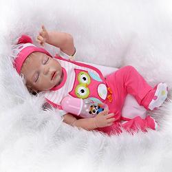 iCradle 23" 57cm Lifelike Sleeping Baby Girl Full Body Vinyl Silicone Simulation Reborn Dolls Realistic Looking Reborn Baby Doll Anatomically Correct Magnetic Mouth with Dummy