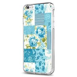 iPhone 6s 6 Case, Soft TPU Slim-Fit Flexible Ultra-Thin Clear Case, Full-Body Rugged Bumper Print Blue Flower Case for iPhone 6s 6, Transparent