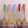 Kztiton - Cooking Tool Sets - 5pcs Set Multicolored Handle Cooking Utensils Non Stick Bamboo Durable Spatula - Sets Cooking Tool Cooking Tool Sets Kitchen Cook Spatula Wood Donkey Pendant Steamer Kit