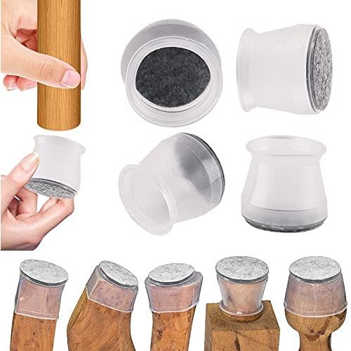 Chair Leg Covers to Protect Floors, Soft Silicone Felt Furniture Foot Protector Pads, 16pcs Free Moving Table Leg Covers, Stool Leg Protectors Caps to Prevent Floor Scratches and Reduce Noise