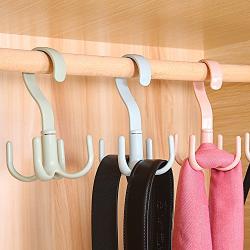 MOVEmen Hook Creative Rotate Hook Belt Tie Bag Scarf Closet Organizer Holder Hanger Shoe Rack Hook Washing Rack Wallet Handbag Hook Kitchenware Drain Rack Hanger Washroom Mop Holder Coat Rack (Blue)