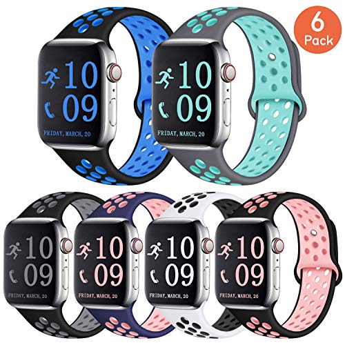 Zekapu Compatible with Apple Watch Band 40mm 44mm 42mm 38mm, Breathable Silicone Sport Replacement Wrist Band Compatible for iWatch/Apple Watch Series 5/4/3/2/1
