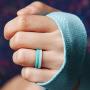 ThunderFit Womens Triangle Diamond Stackable Rings 4 Pack Thin Silicone Wedding Rings - 2.5mm Wide - 2mm Thick