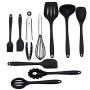 10 Sets of Silicone Heat-Resistant Silicone Kitchen Utensil Set Silicone Non-Stick Pan Kitchenware Health Safe (Black)